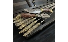 Набір шампурів Люкс Nb Art Звірі в розписному кейсі з бука+ніж+вилка 47330116
