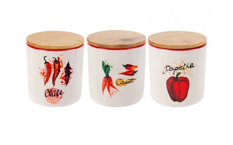 Набір банок для сипучих з 3-х шт. Lefard HOT VEGETABLES 620 мл 11х10 см 940-291