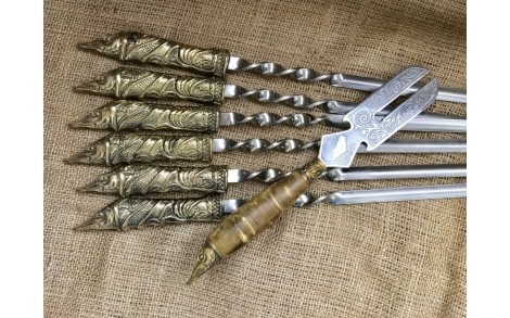 Набір шампурів Люкс Щука з вилкою для зняття м'яса Nb Art 7 предметів 47330072