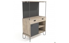 Coffee station Co-working (960х450х1497), Фанера/Темный хаки/Антрацит/Каркас черный графит