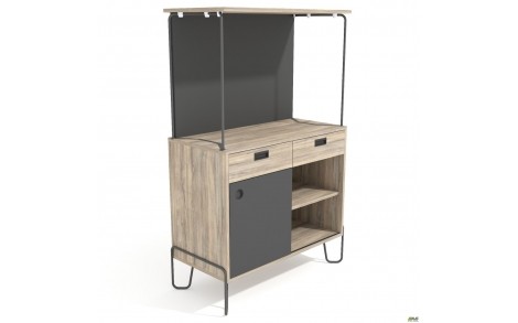 Coffee station Co-working (960х450х1497), Фанера/Темный хаки/Антрацит/Каркас черный графит