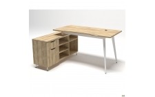 Рабочее место Delta DL-113L (1590х1200х750мм) Блэквуд Ячменный/Каркас белый/Опора белый беж