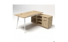 Рабочее место Delta DL-113R (1590х1200х750мм) Блэквуд Ячменный/Каркас белый/Опора белый беж