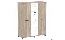Шафа Locker SIG-605 (1450х550х1900мм) Білий беж/В'яз Ліберті Димчасті/Білі перли