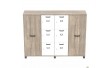 Шафа Locker SIG-606-1 (1850х420х1400мм) Білий беж/В'яз Ліберті Димчасті/Білі перли