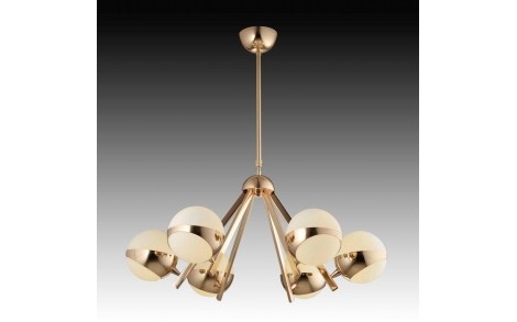 Люстра золотая с круглыми плафонами SLAVIA  LED 30W OK001/6/gold