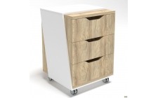 Тумба мобильная в обрамлении Delta DL-404 (412х400х585) Блэквуд Ячменный/Белый базовый