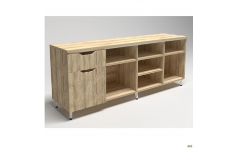 Тумба стационарная Delta DL-402L (1600х400х675мм) Блэквуд Ячменный/Опора белый беж