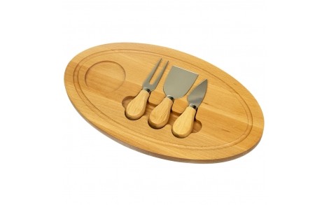 Сирна дерев'яна дошка+ножі Wood 35х20 см 18601-004