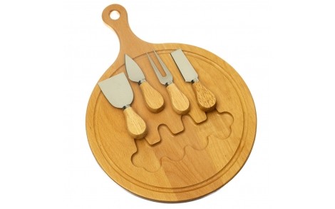 Сырная деревянная доска+ножи Wood 38х28 см 18601-003