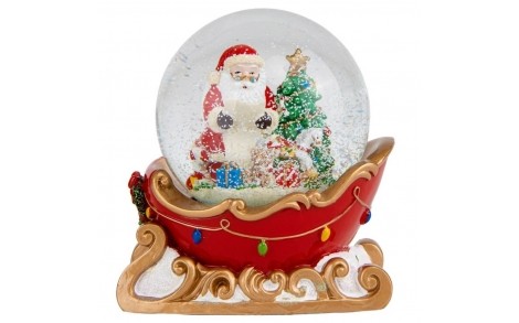 Фігурка снігова куля Санта на санях 12х15х16 см 16016-035