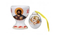 Підставка фарфорова під яйце + сольниця 2 предмети Святий 6 см 1943-091