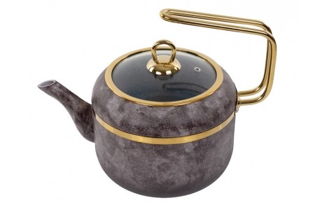 Чайник зі скляною кришкою Brioni Royal Stone gold 2.5 л 3.5 мм завтовшки 1764-044
