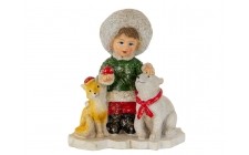 Фігурка декоративна Lefard Хлопчик та лісові звірі 10х11 см 1192-294 полістоун