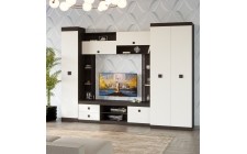 Гостиная стенка Эверест Соната 3 (модульная - 3 элемента) венге темный + белый (DTM-2514)