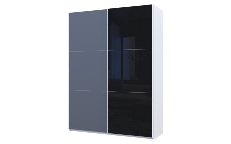 Шафа-купе двохдверна Doros G-Caiser 180х60х240 см Білий/Графіт/1 Чорне скло (DRS-011020)