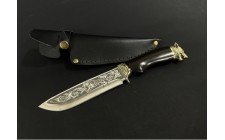 Ніж мисливський з бронзовим наконечником Nb Art Вовк 222k47 ручка дерево граб