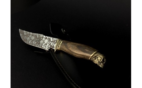 Ніж мисливський з бронзовим наконечником Nb Art Череп 222k40 ручка дерево дуб
