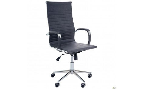 Крiсло Slim HB Хром Tilt WAX Black Grey