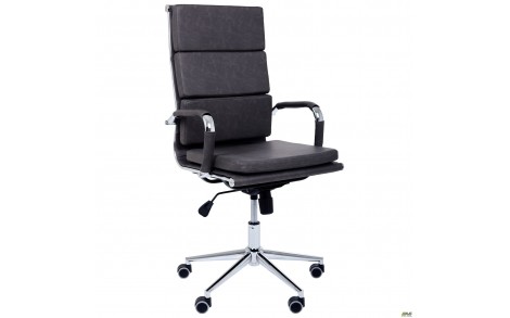 Крiсло Slim FX HB Хром Tilt WAX Black Grey