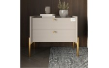 Тумба прикроватная LION Wood с двумя ящиками Кашемир (золотые ножки) (LION-041355) ТОП