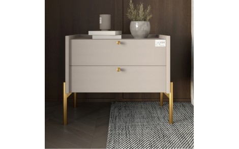 Тумба прикроватная LION Wood с двумя ящиками Кашемир (золотые ножки) (LION-041355) ТОП