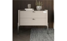 Тумба прикроватная LION Wood с двумя ящиками Кашемир (черные ножки) (LION-041356) ТОП
