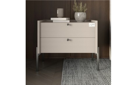 Тумба прикроватная LION Wood с двумя ящиками Кашемир (черные ножки) (LION-041356) ТОП