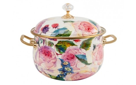 Емалізована сковорода з кришкою Elmani Peonies 16 см 2,1 L 763-003