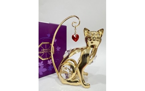 Статуетка Crystocraft з кристалами Swarovski Кішка з сердечком 9 см 160282