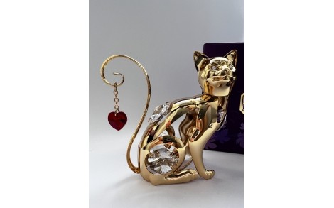 Статуетка Crystocraft з кристалами Swarovski Кішка з сердечком 7х8 см 160283