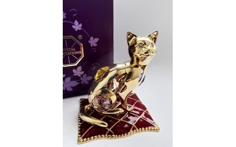 Фигурка Crystocraft со стразами Swarovski Кошка на подушке 8 см 160489