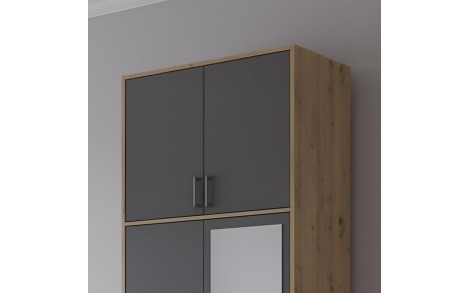 Антресоль висока Doros Ронді Дуб Артизан/Графіт 2 ДСП 82х52х65 (DRS-011905)