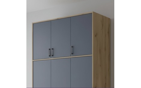 Антресоль висока Doros Ронді Дуб Артизан/Графіт 3 ДСП 121х52х65 (DRS-011906)
