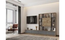 Стенка в гостиную Doros Капри Дуб Эвок/Графит 240х33х153 (DRS-011980)