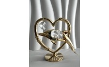 Фигурка с камнями Swarovski Сердце с Дельфином 8,5 см 160826
