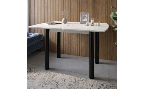 Обідній стіл розкладний LION Нота чорні ніжки Бетон Style 60x90/90x120 (LION-045134)