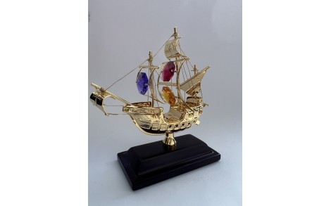 Фигурка с камнями Swarovski Парусник на подставке 10х9 см 160295