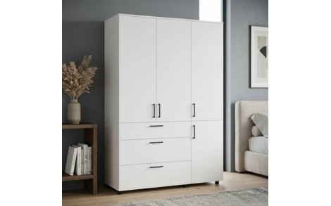 Шафа для одягу Doros Торн Білий 3 ДСП/3Ш (штанга) 135х51.6х200 (DRS-012057)