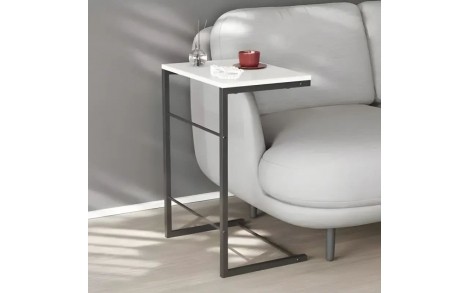 Столик приставний Террі Ferrum-decor 650x440x330 Чорний метал ДСП Біле 16 мм (FRD-104648)