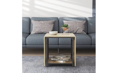 Стіл журнальний трансформер Куб Комбо Ferrum-decor 540x532x500 Чорний метал ДСП - Дуб Сонома 16 мм (FRD-105153)