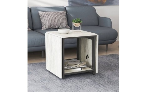 Стіл журнальний трансформер Куб Комбо Ferrum-decor 540x532x500 Чорний метал ДСП Бетон 16 мм (FRD-105155)