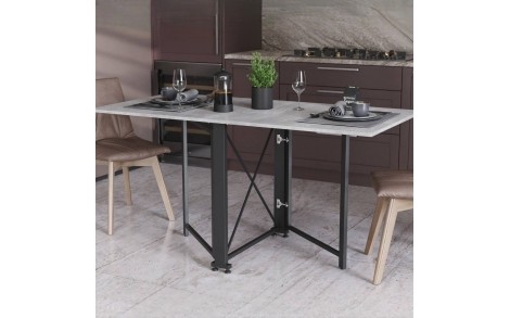 Стіл-книга трансформер Оріон 2 Ferrum-decor 750x1520x730 Чорний метал ДСП Бетон 16 мм (FRD-104589)