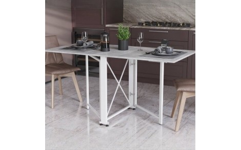 Стіл-книга трансформер Оріон 2 Ferrum-decor 750x1520x730 Білий метал ДСП Бетон 16 мм (FRD-104596)