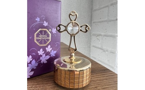 Фигурка музыкальная с камнями Swarovski Крест 10 см 1601845
