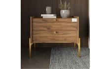 Тумба прикроватная LION Wood с двумя ящиками Дуб Ливорно (золотые ножки) (LION-041349)