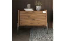 Тумба прикроватная LION Wood с двумя ящиками Дуб Ливорно (черные ножки) (LION-041350)