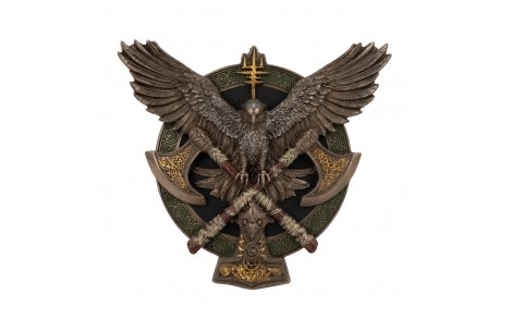Панно Veronese Крылья Вальхаллы сокол и два топора на щите 10х 9 см 78511