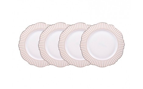 Набор фарфоровых тарелок Hanna Beige 21 см 4 шт 1922-144